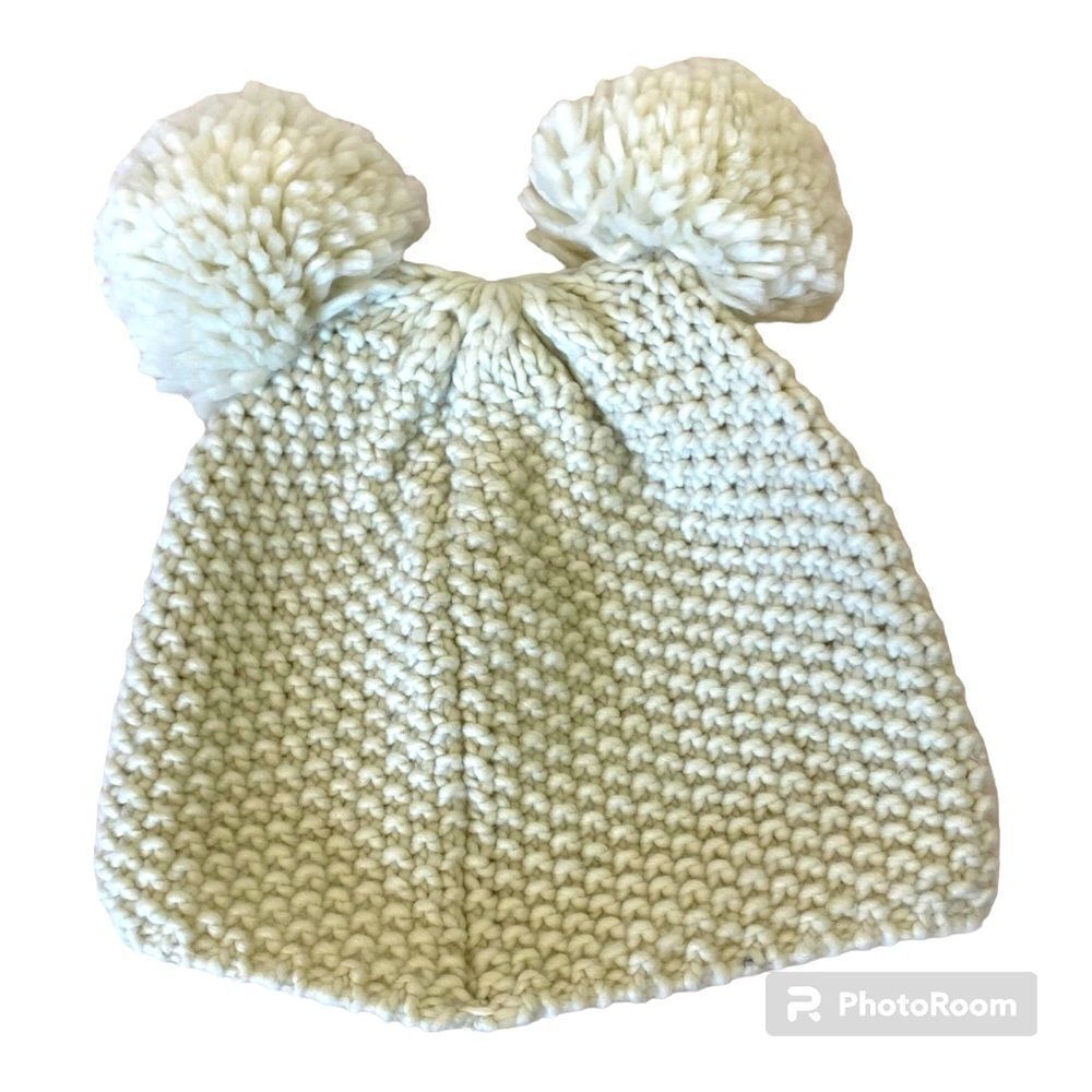 Beige Double Puff Knit Bini Hat